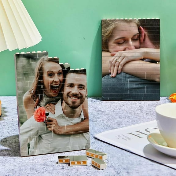 SoulBlend Heart-Shaped Custom Photo Building Blocks Craft Memories into a Heartfelt Gift | Ideal for Anniversaries, Valentines & Special Occasions