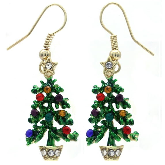 SoulBreeze Happy Colorful Christmas Tree Ornaments Earrings Hoop Dangle Drop Style