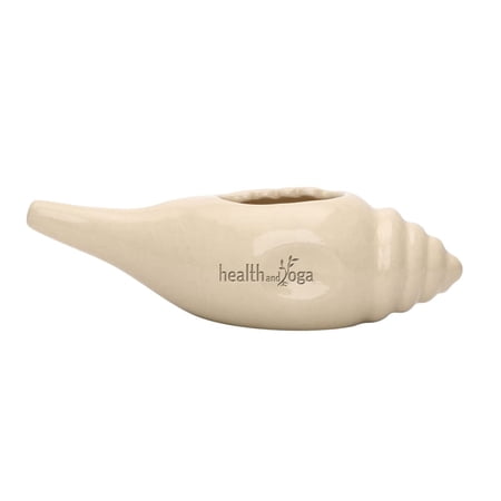 SoulGenie Ceramic Shell Neti Pot - Larger Size About 10 oz Capacity - Microwave and Dishwasher Safe