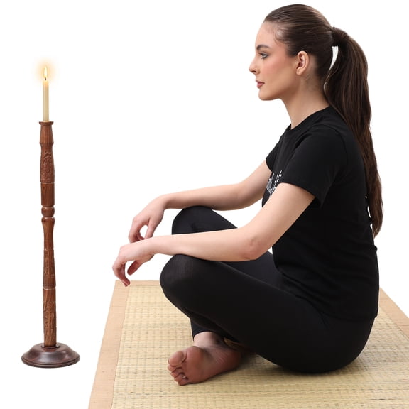 SoulGenie Hand Carved Wooden Candle Stand - 3 Level Adjustable