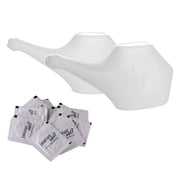 SoulGenie QwikFlo Travel Neti Pot - Nasal Irrigator 2 Piece White and 10 Satchets Neti Salt