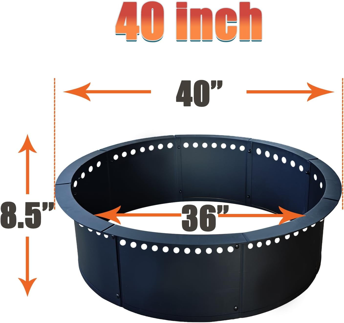 SoulMate Outdoor 40-Inch Outer/36-Inch Inner Fire Pit Ring Smokeless ...