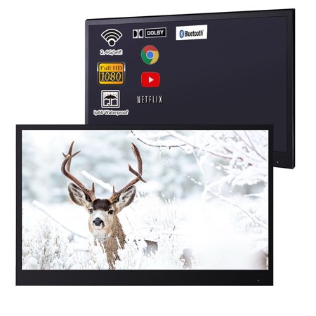 Soulaca 22 inches Black Color Waterproof Bathroom Smart LED TV Built-in WiFi Bluetooth Android DTV ATSC New Model