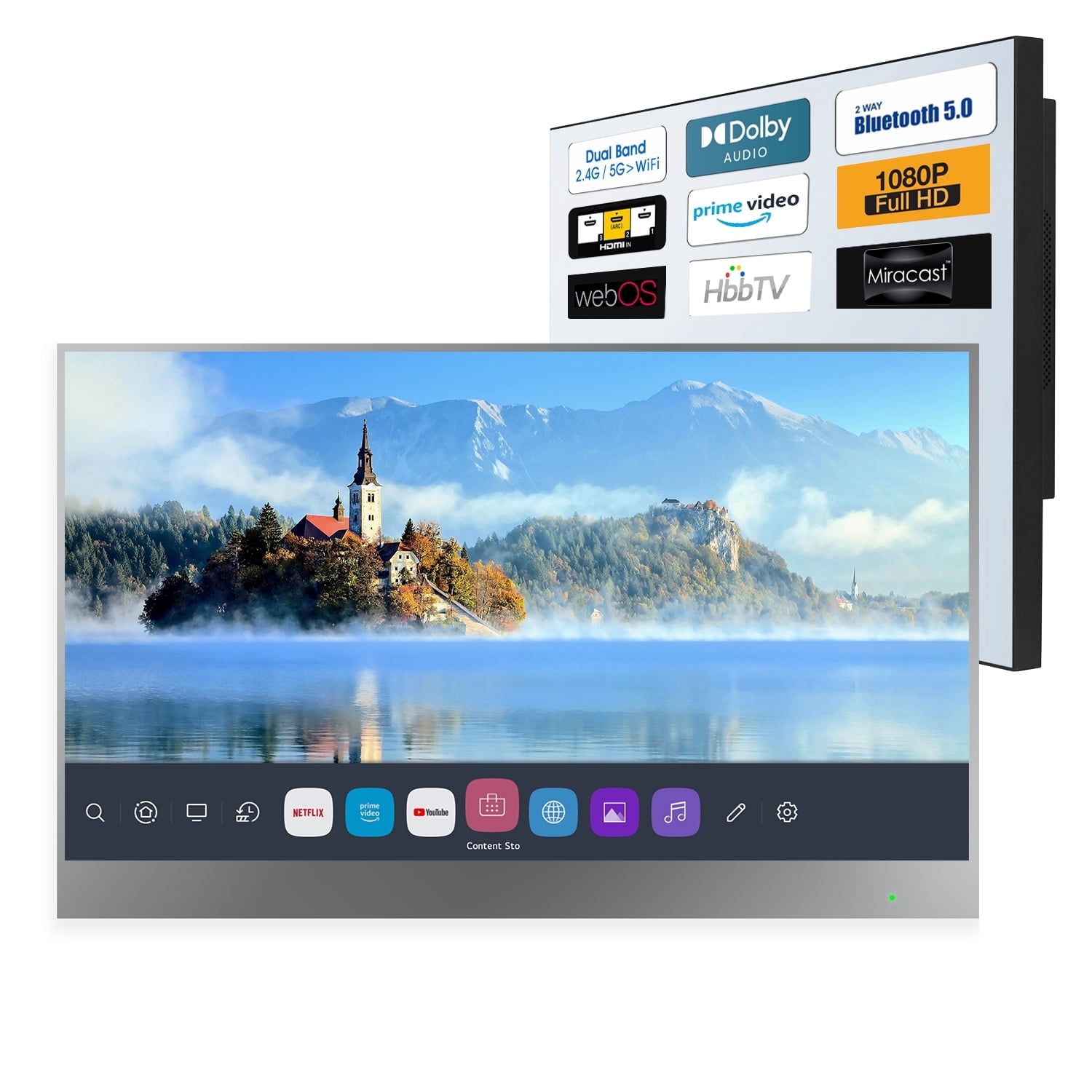 Soulaca 22 inches Smart Magic Mirror LED TV for Bathroom webOS Waterproof IPX6 WiFi ATSC Tuner Television Bluetooth New