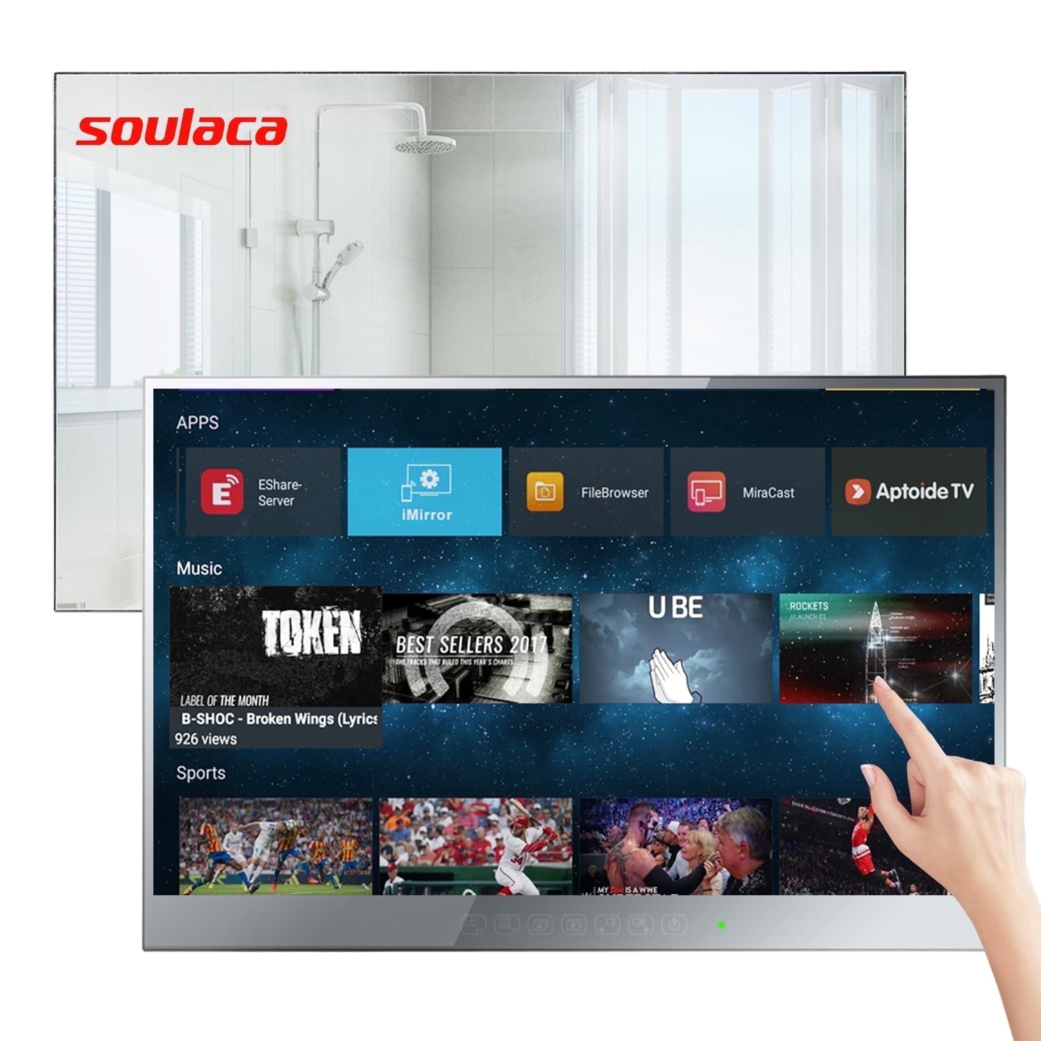 Soulaca 22 inches Touchscreen Smart Mirror For Bathroom Television LED TV ATSC DTV with WiFi &Bluetooth (On Sale)