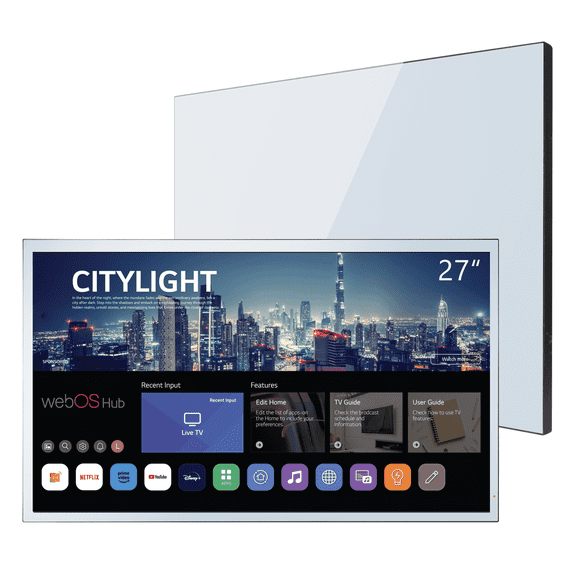 Soulaca 27 inches Smart Bathroom Mirror LED TV Waterproof Atsc Tuner webOS System AI Built-in Voice Control New