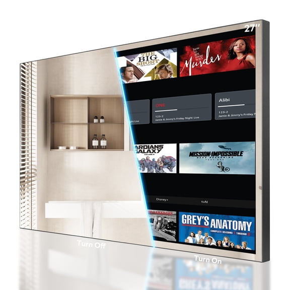 Soulaca 27 inches Smart Bathroom Mirror LED TV Waterproof Atsc Tuner webOS System AI Built-in Voice Control New