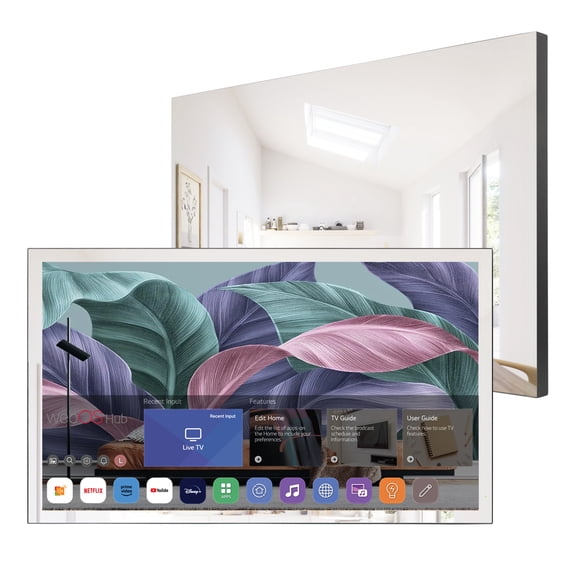 Soulaca 32 inches Smart webOS 4K Magic Mirror LED Bathroom TV Vanishing Screen Television Waterproof Built-in WiFi Bluetooth