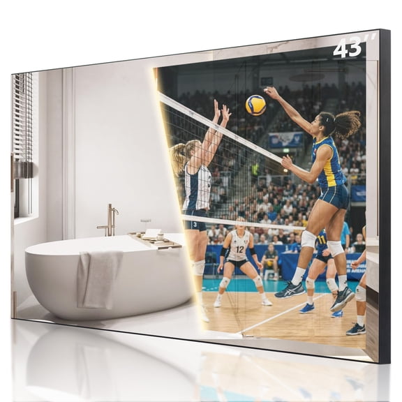 Soulaca 43" Vanishing Mirror 4K Smart Bathroom TV, IP65 Waterproof, Goo-g.le TV, WiFi, Atsc Dtv Tuner, LED Large Screen
