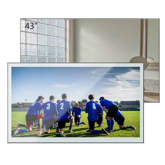 Soulaca 43 inch Mirror Vanishing Large 4K Screen LED Smart Bathroom TV IP65 Waterproof Goo-gle Television WiFi ATSC DTV Tuner