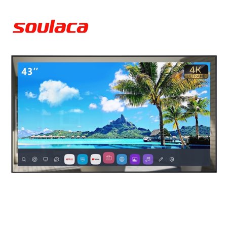 Soulaca 43 inches Smart Mirror TV 4K UHD Bathroom IP65 Waterproof webOS WiFi Bluetooth ATSC DTV Tuner Television Built-in Alexa