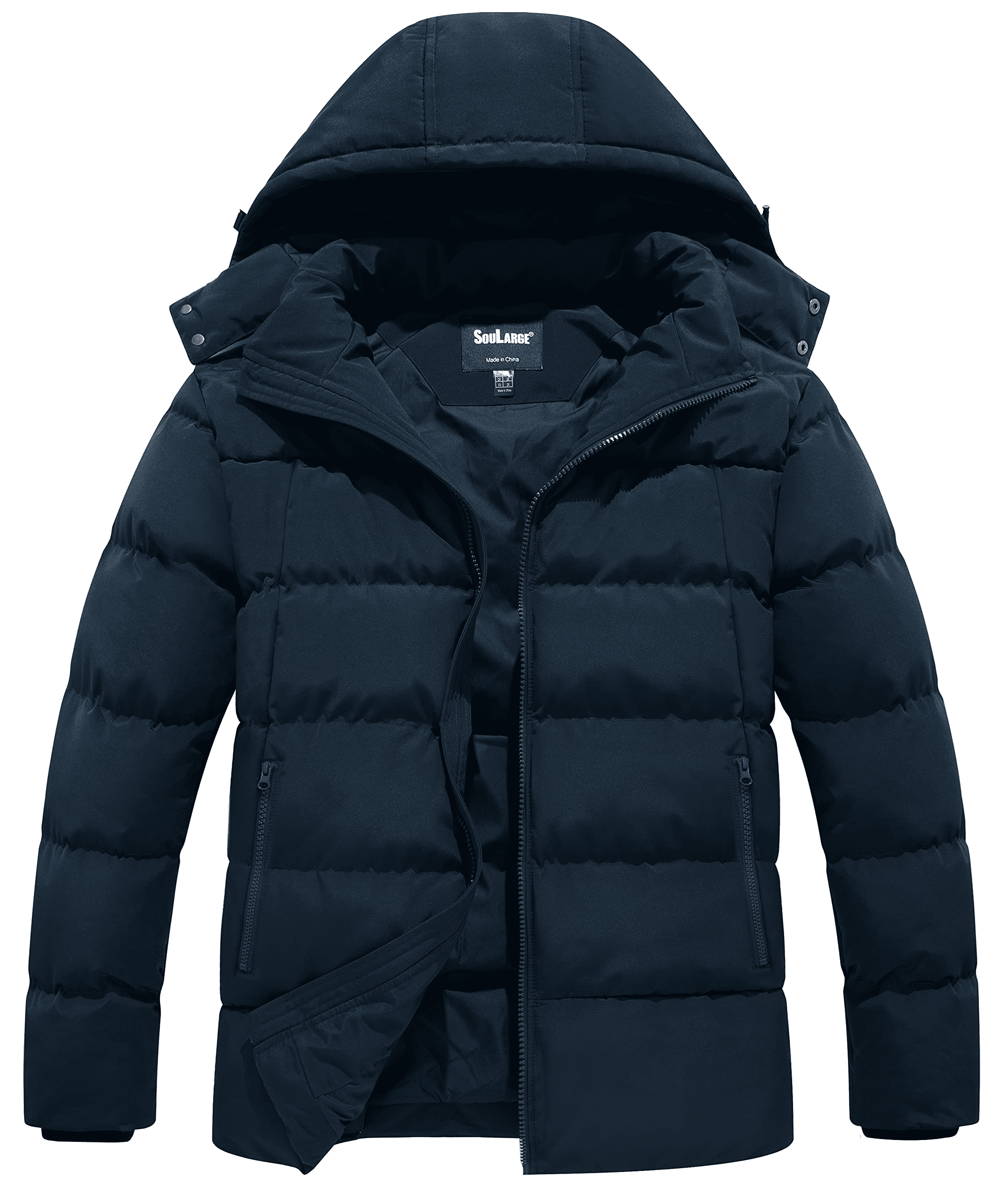   Essentials Men's Heavyweight Hooded Puffer Coat, Black,  X-Small : Clothing, Shoes & Jewelry
