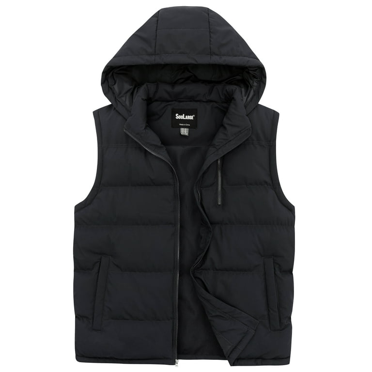 Soularge Men's Big and Tall Winter Casual Warm Thick Vest Puffer Coat Black  2XL 