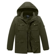 Men's Big and Tall Winter Coat Warm Puffer Jacket Hooded Windproof Winter Puffer Coat Army green 5X