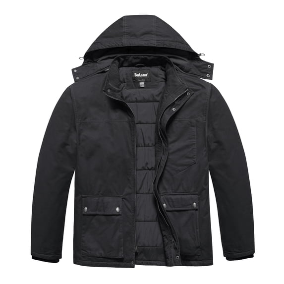 Soularge Men's Big and Tall Winter Coat Warm Puffer Jacket Hooded Windproof Winter Puffer Coat Gray 5X