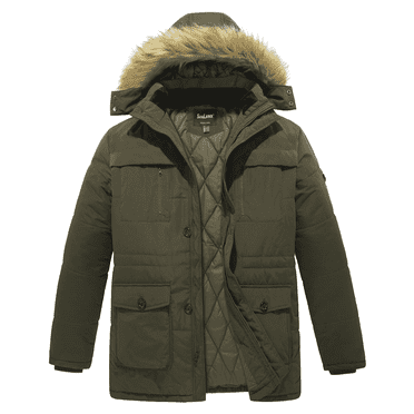 Soularge Men's Big and Tall Winter Coat Warm Puffer Jacket Waterproof Insulated Jacket Army green 6X