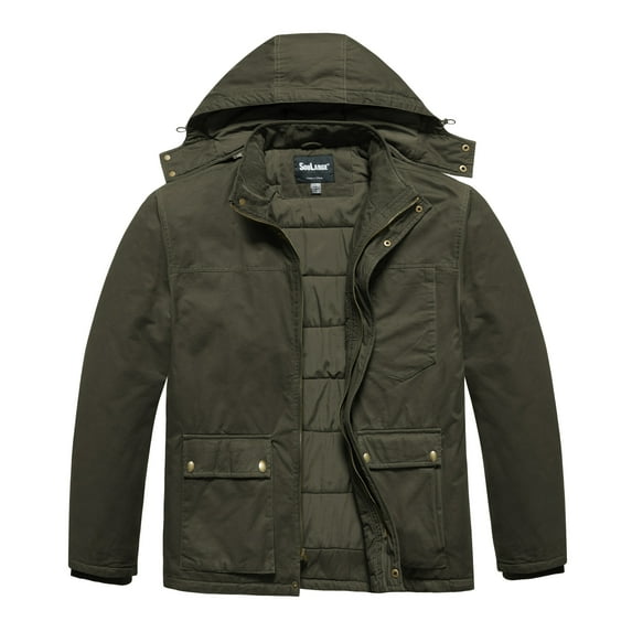 Soularge Men's Big and Tall Winter Coat Warm Puffer Jacket Waterproof Insulated Jacket Green 2X