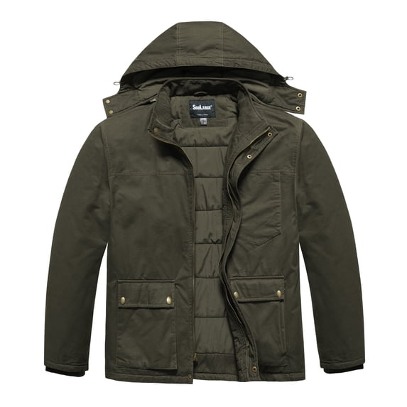 Soularge Men's Big and Tall Winter Coat Warm Puffer Jacket Waterproof Insulated Jacket Green 6X