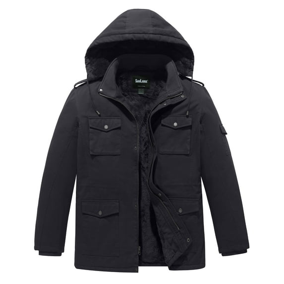 Soularge Men's Big and Tall Winter Coat Warm Puffer Jacket Windproof Winter Parka Coat with Hood Grey 2X