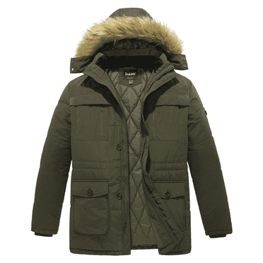 Soularge Men's Big and Tall Winter Coat Warm Puffer Jacket Waterproof Insulated Jacket Army green 6X