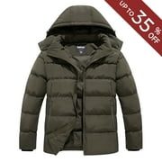 Soularge Men's Big and Tall Winter Windproof Thick Coat Outerwear (Army green, 5X)