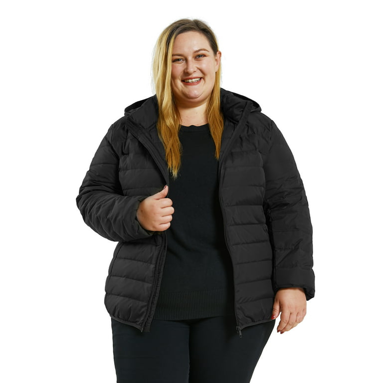 Soularge Women's Plus Size Winter Warm Quilted Puffer Jacket with Fur Hood