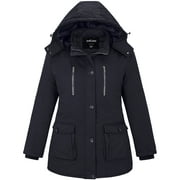 SOULARGE Women's Plus Size Puffer Coat Windproof Winter Coat Warm Winter Puffer Jacket Navy 4X