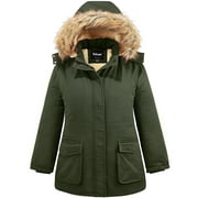 Soularge Women's Plus Size Puffer Jacket Quilted Winter Coat Warm Hooded Winter Jacket Army green 3X