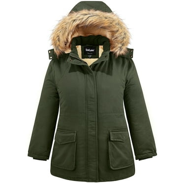 Soularge Women's Plus Size Puffer Jacket Quilted Winter Coat Warm Hooded Winter Jacket Army green 3X