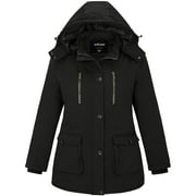 SOULARGE Women's Plus Size Puffer Jacket Quilted Winter Coat Warm Hooded Winter Jacket Black 3X