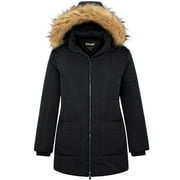 SOULARGE Women's Plus Size Winter Coat Warm Puffer Jacket Windproof Hooded Winter Jacket Black 3X