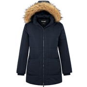 Women's Plus Size Puffer Jacket Windproof Winter Coat Warm Hooded Winter Jacket Navy 4X