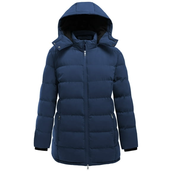 Soularge Women's Plus Size Winter Coat Hooded Winter Puffer Jacket Windproof Outerwear Coat Navy 5X