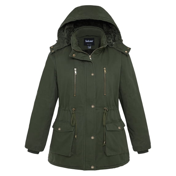 Soularge Women's Plus Size Winter Coat Quilted Winter Jacket Windproof Puffer Parka Coat Green 2X