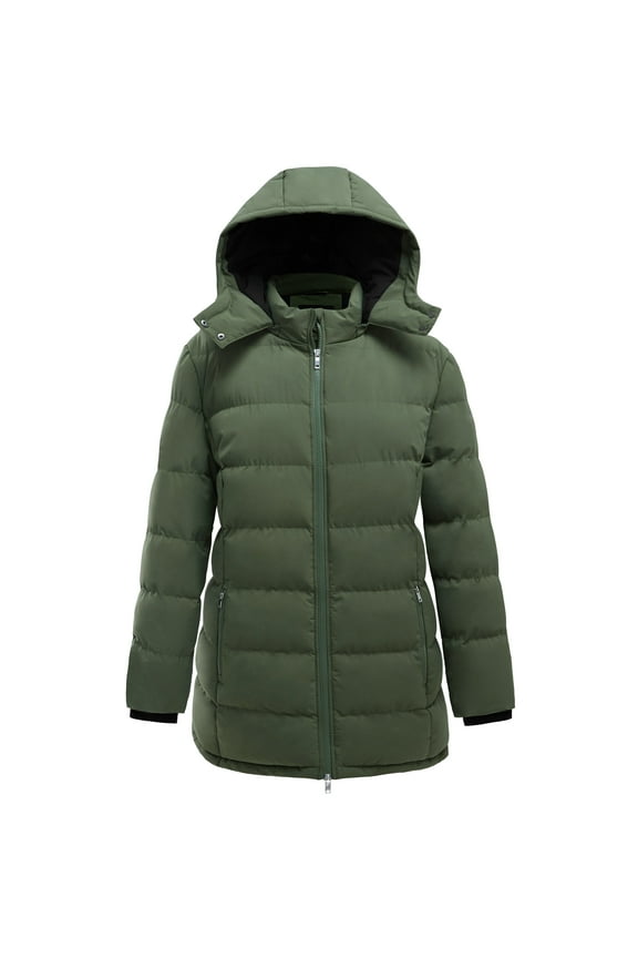 Women's Plus Size Winter Coat Quilted Winter Jacket Windproof Puffer Parka Coat Green 2X