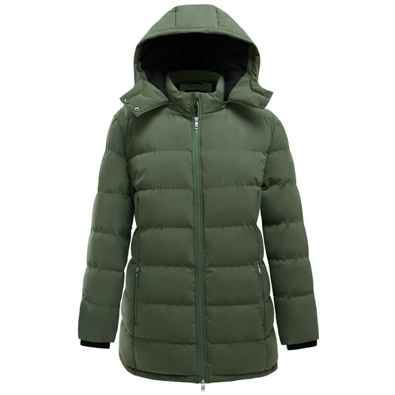 Soularge Women's Plus Size Winter Coat Quilted Winter Jacket Windproof Puffer Parka Coat Green 2X