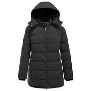 SOULARGE Women's Plus Size Winter Coat Warm Insulated Winter Jacket Winter Puffer Jacket Black 3X