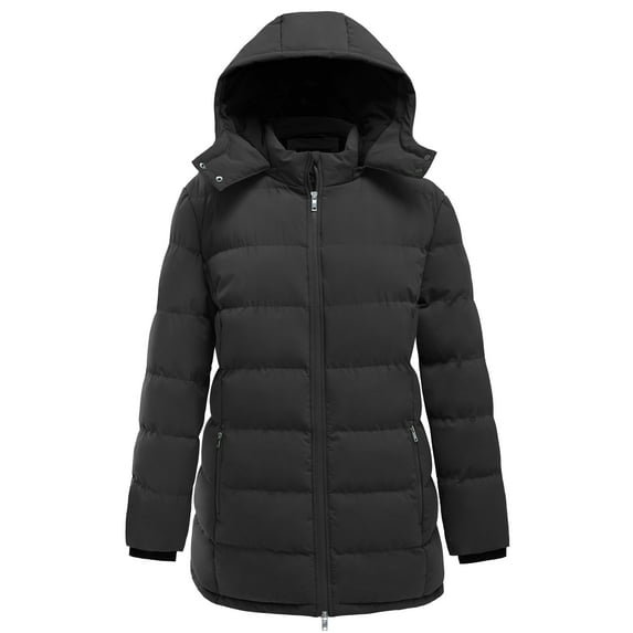 Soularge Women's Plus Size Winter Coat Warm Insulated Winter Jacket Winter Puffer Jacket Black 3X