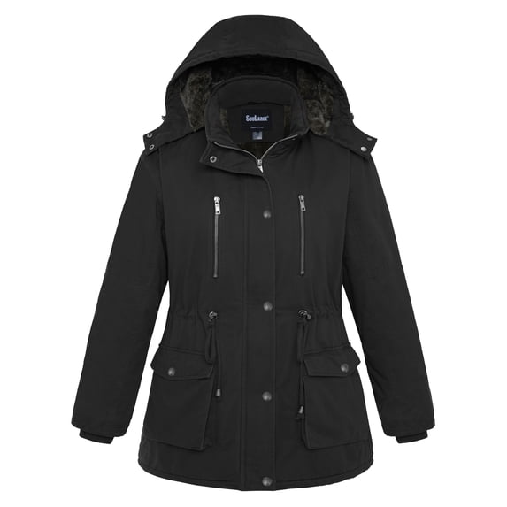 Soularge Women's Plus Size Winter Coat Warm Insulated Winter Jacket Winter Puffer Jacket Black 3X