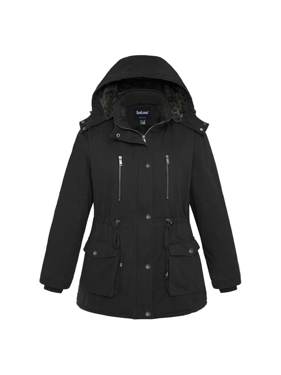 Women's Plus Size Winter Coat Warm Insulated Winter Jacket Winter Puffer Jacket Black 3X