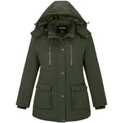 SOULARGE Women's Plus Size Winter Coat Warm Puffer Coat Jacket Winter Jacket Army green 2X