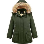 SOULARGE Women's Plus Size Winter Coat Warm Puffer Jacket Quilted Winter Parka Coat Army Green 2X