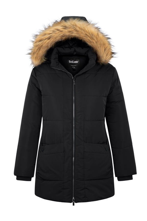 Women's Plus Size Winter Coat Warm Puffer Jacket Waterproof Hooded Winter Jacket Black 2X