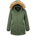 thumbnail image 1 of Soularge Women's Plus Size Winter Coat Warm Puffer Jacket Windproof Hooded Winter Jacket Dark Green 6X, 1 of 8