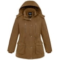 thumbnail image 1 of Soularge Women's Plus Size Winter Coat Warm Puffer Jacket with Fleece lining Hood Coffee 3X, 1 of 11
