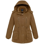 Women's Plus Size Winter Coat Warm Puffer Jacket with Fleece lining Hood Coffee 3X