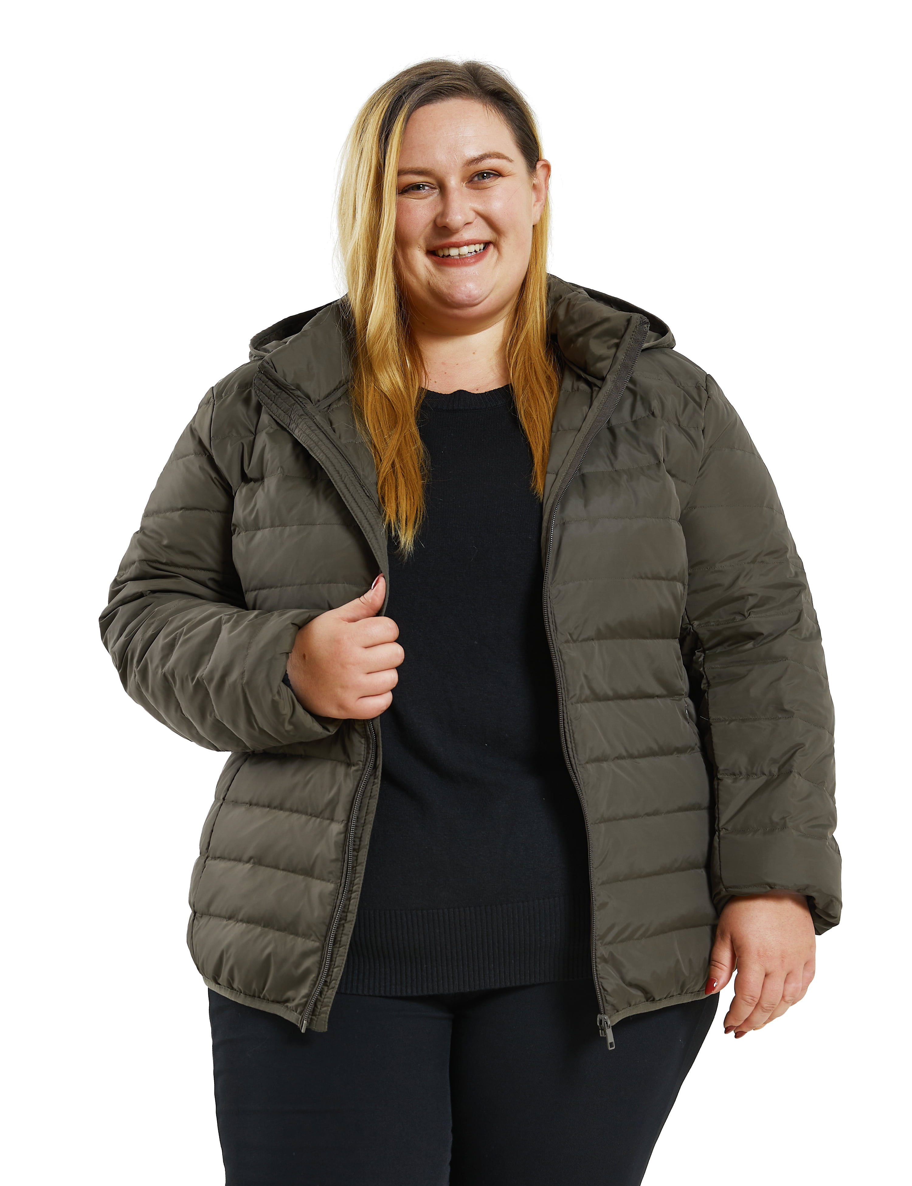 Soularge Women's Plus Size Winter Water Resistant Warm Coat with Detachable  Hood (Army green, 5X)