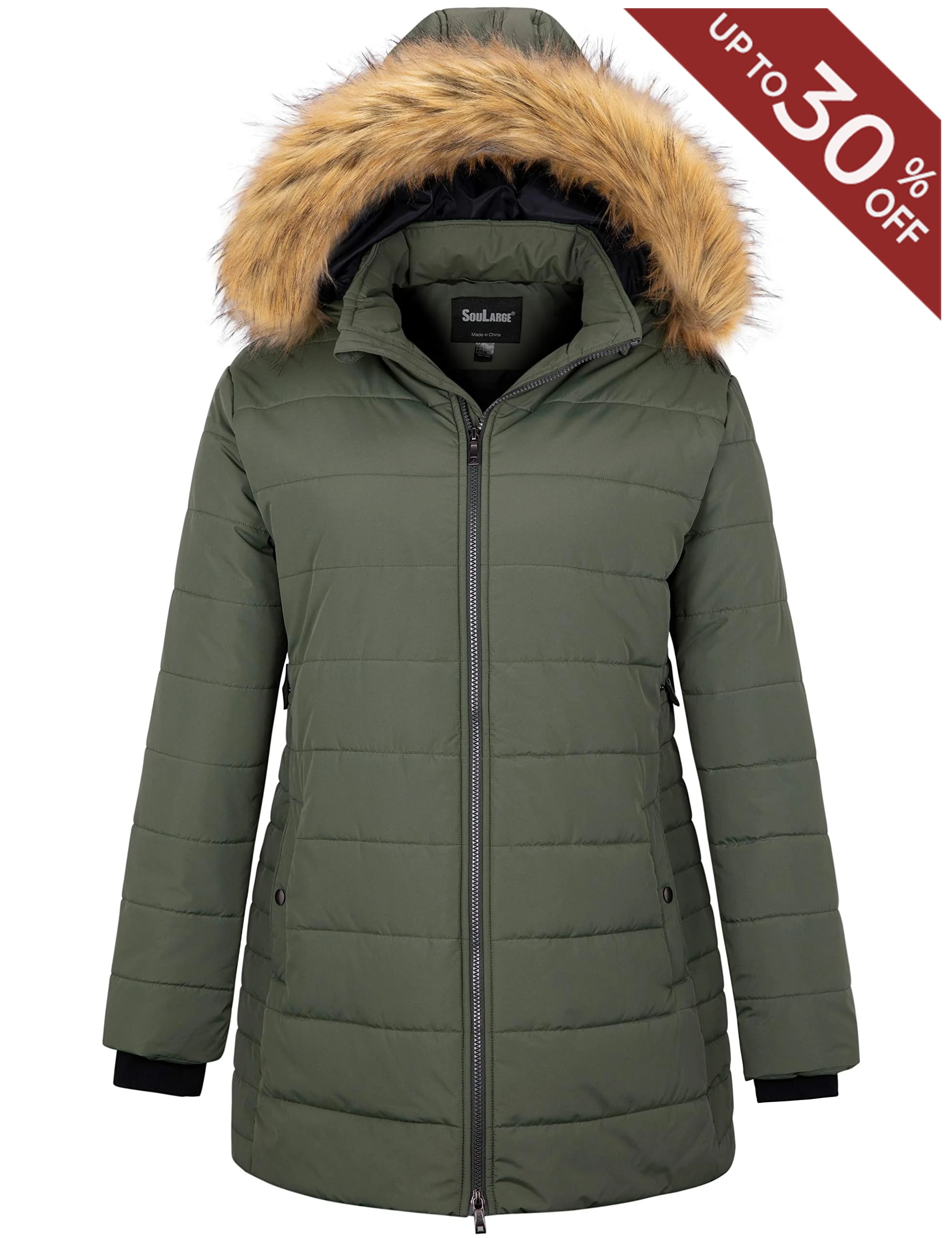 Soularge Women's Plus Size Puffer Jacket, Winter Warm Parka Soularge Women's Plus Size Puffer Jacket, Winter Warm Parka