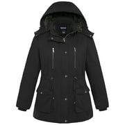 Soularge Women's Plus Size Winter Coat Warm Insulated Winter Jacket Winter Puffer Jacket Black 3X