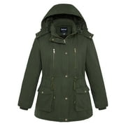 Soularge Women's Plus Size Winter Jacket Insulated Puffer Coat Warm Winter Coat with Hood Green 1X